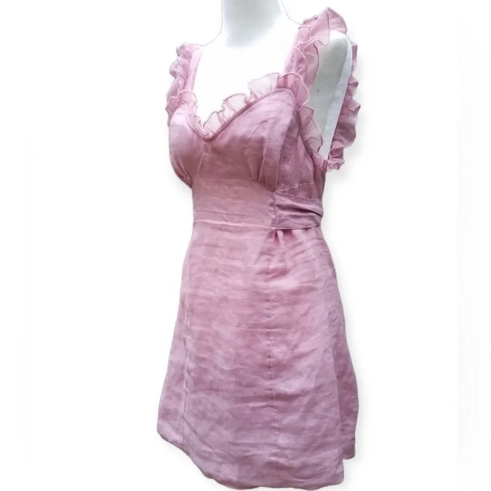 Free People Oh So Sweet Lavender Pink Backless Linen Dress, Sz XS